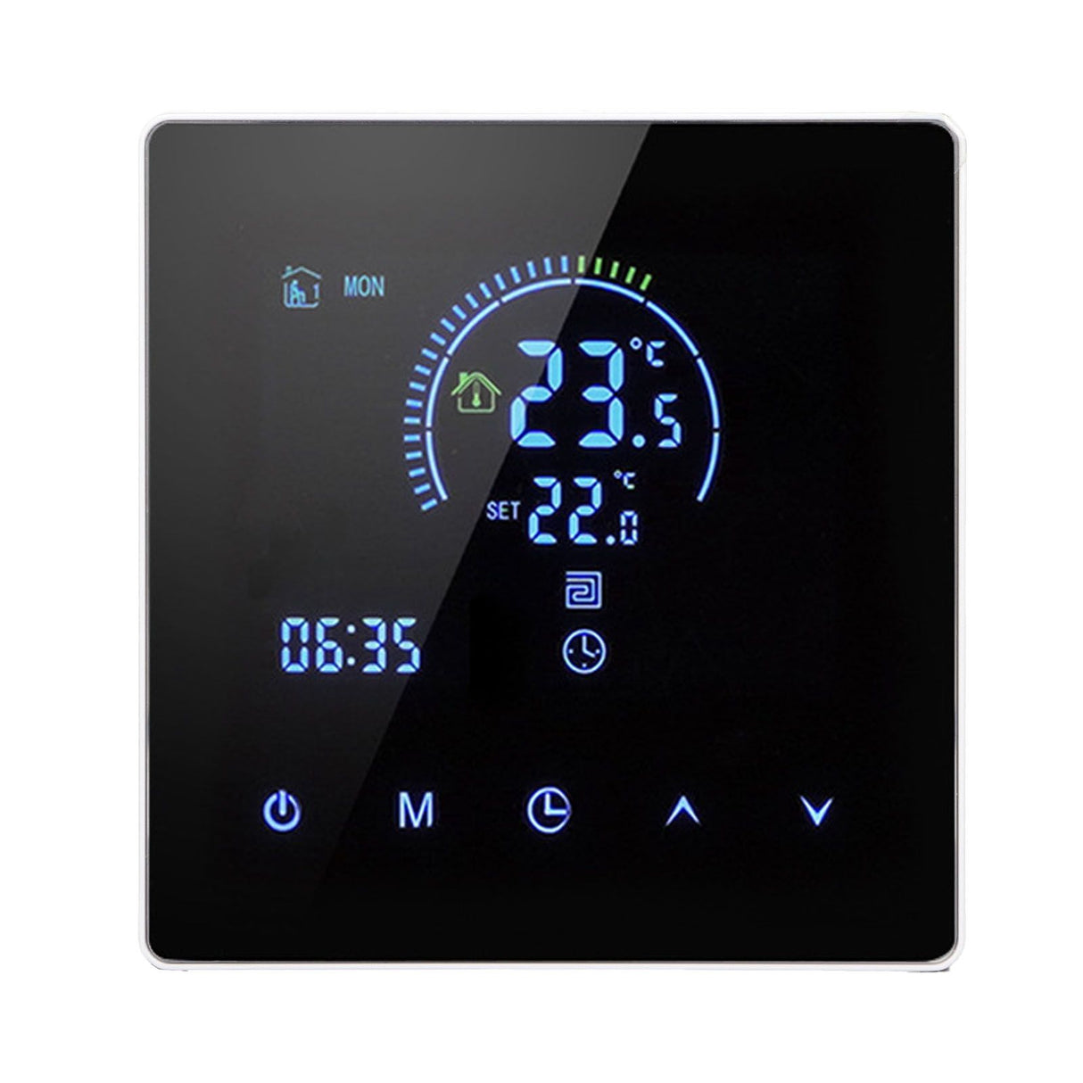 16A Digital Thermostat with LCD Display Programmable Thermostat Electric Heating Thermostat for Home Office Hotel AC 90V‑240V White Without WiFi