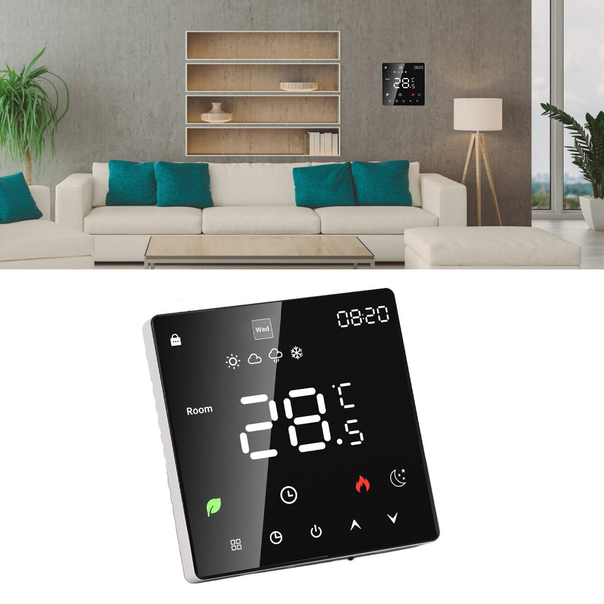 3A Digital Thermostat with LCD Display Smart Programmable Thermostat with Touchscreen Hydronic Boiler Thermostat AC 90V‑240V WiFi