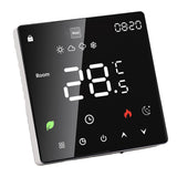3A Digital Thermostat with LCD Display Smart Programmable Thermostat with Touchscreen Hydronic Boiler Thermostat AC 90V‑240V Without WiFi - 45-Degree Angle