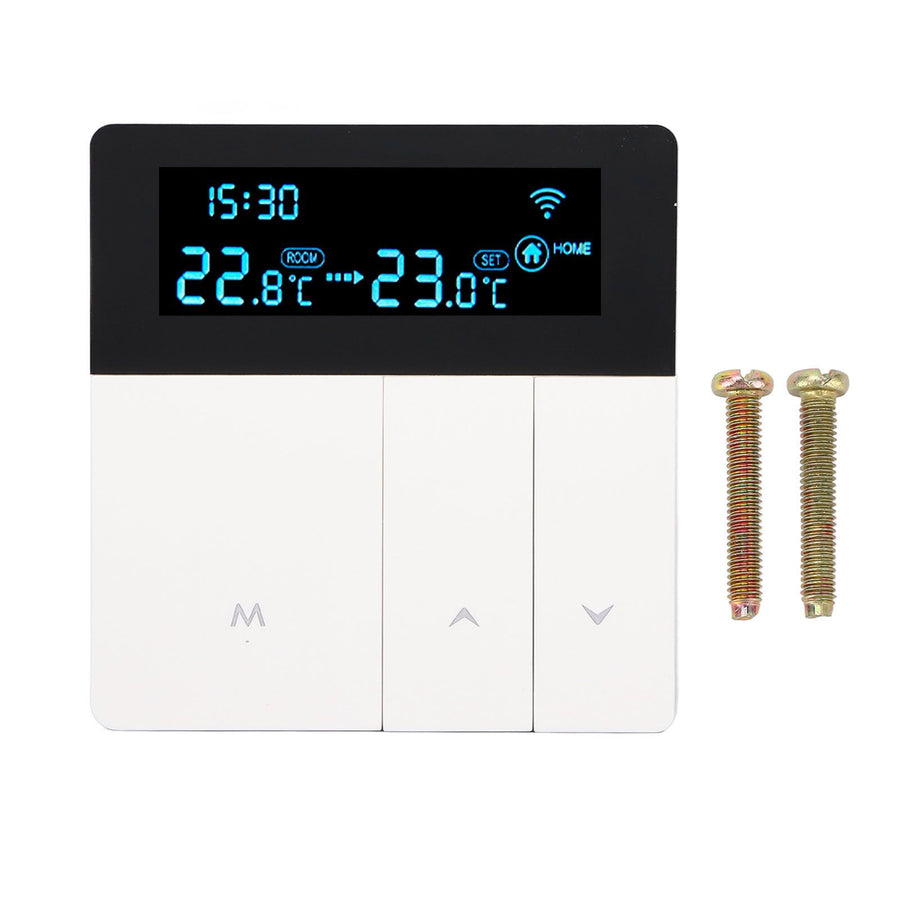 3A Smart Thermostat LCD Color Screen High Accuracy Programmable Thermostat Water Heating Boiler Heating for Home Shopping Mall AC90‑240V White Without WiFi