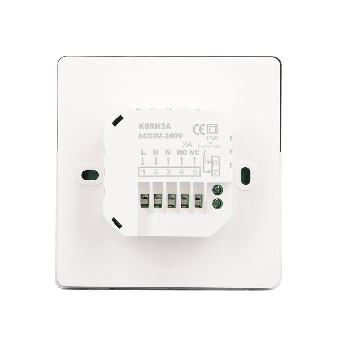 3A Smart Thermostat LCD Color Screen High Accuracy Programmable Thermostat Water Heating Boiler Heating for Home Shopping Mall AC90‑240V White Without WiFi