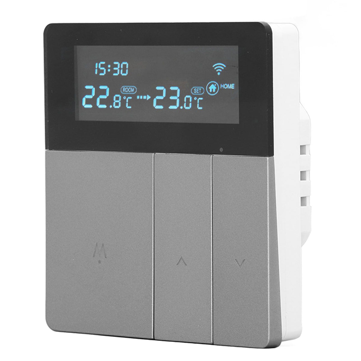 16A Smart Color Thermostat Programmable Smart Electric Heating Thermostat for Home Offices Shopping Malls Hotels AC 90V‑240V Gray WiFi Style