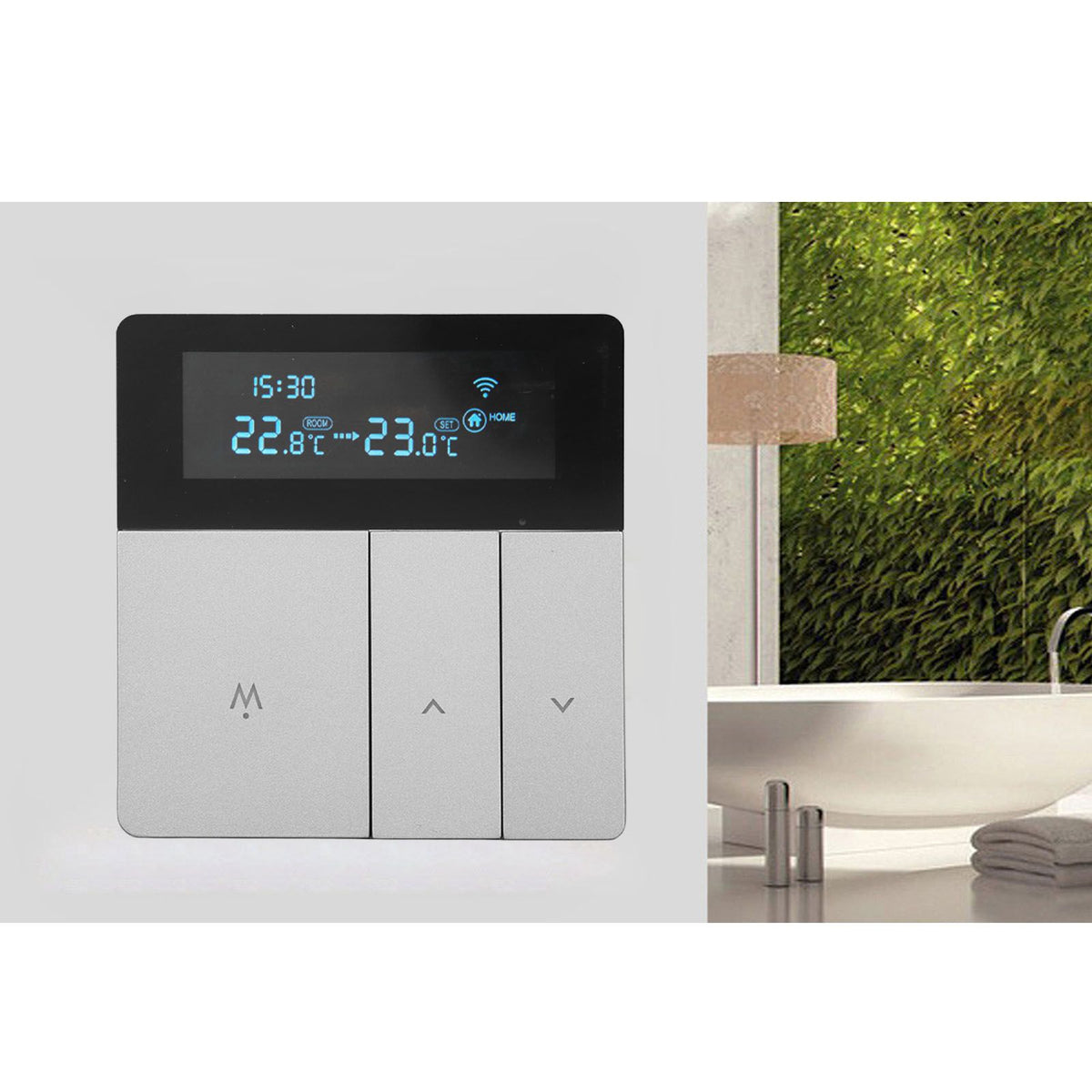 16A Smart Color Thermostat Programmable Smart Electric Heating Thermostat for Home Offices Shopping Malls Hotels AC 90V‑240V Gray WiFi Style
