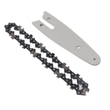 Mini Chain Guide Bar Combo Manganese Steel Faster Speed High Hardness Smooth Cutting Chainsaw Chain Guide Bar Replacement 4inch with 1/4 28 Links Chain - Top-Down View