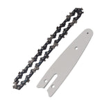Mini Chain Guide Bar Combo Manganese Steel Faster Speed High Hardness Smooth Cutting Chainsaw Chain Guide Bar Replacement 4inch with 1/4 28 Links Chain