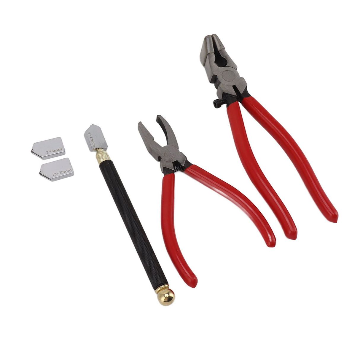 Glass Cutter Tool Kit Breaker Pliers Curve Jaw Glass Running Pliers Kit Glass Cutter Pen 2pcs Blades with Oil Dropper Screwdrive
