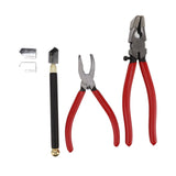 Glass Cutter Tool Kit Breaker Pliers Curve Jaw Glass Running Pliers Kit Glass Cutter Pen 2pcs Blades with Oil Dropper Screwdrive