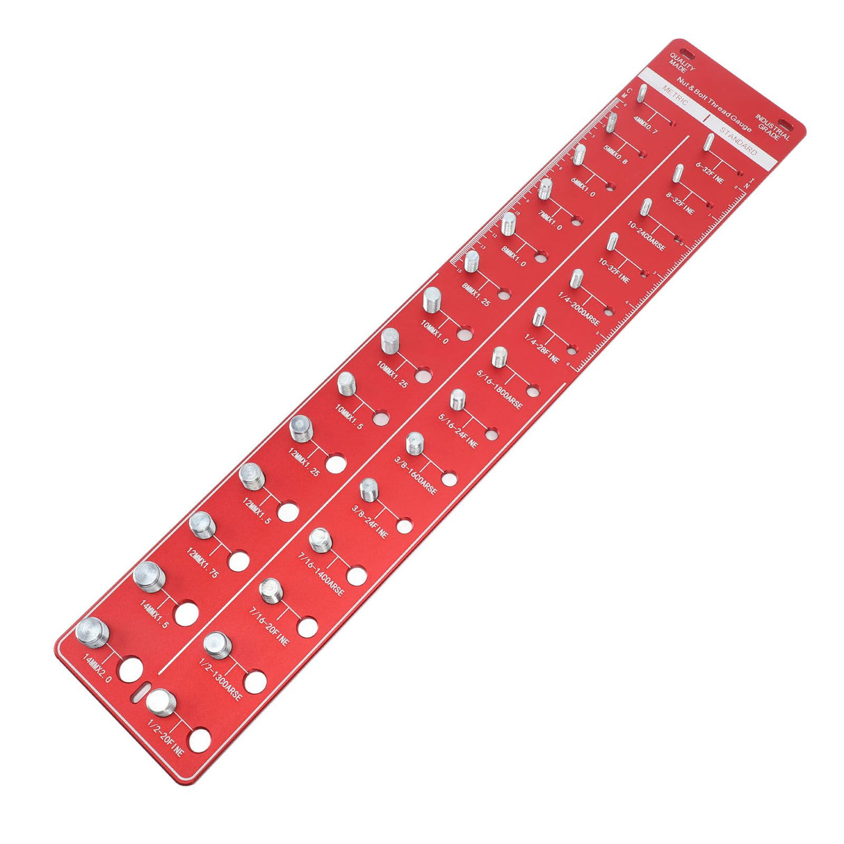 Bolt and Nut Identifier Gauge 10B21 Carbon Steel High Accuracy Nut and Bolt Thread Checker for Detecting Fixed Bolts Red 55x11cm