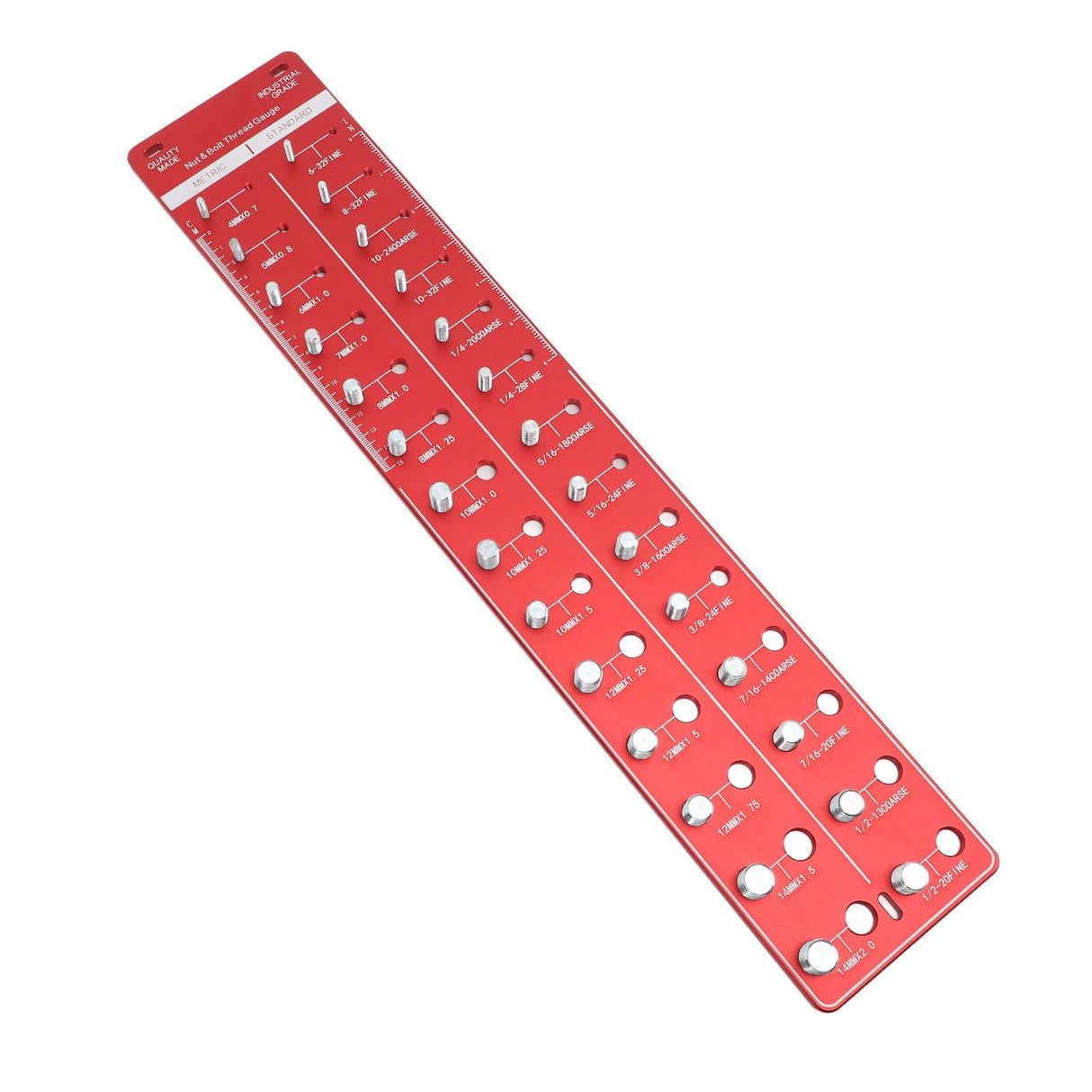 Bolt and Nut Identifier Gauge 10B21 Carbon Steel High Accuracy Nut and Bolt Thread Checker for Detecting Fixed Bolts Red 55x11cm