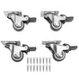 4Pcs Small Caster Wheels 1in Diameter Steel Rubber Rotating Locking Brake Plate Casters with 16 Screws for Furniture