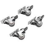 4Pcs Small Caster Wheels 1in Diameter Steel Rubber Rotating Locking Brake Plate Casters with 16 Screws for Furniture
