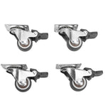4Pcs Small Caster Wheels 1in Diameter Steel Rubber Rotating Locking Brake Plate Casters with 16 Screws for Furniture