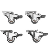 4Pcs Small Caster Wheels 1in Diameter Steel Rubber Rotating Locking Brake Plate Casters with 16 Screws for Furniture - Side View
