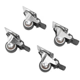 4Pcs Small Caster Wheels 1in Diameter Steel Rubber Rotating Locking Brake Plate Casters with 16 Screws for Furniture - Top-Down View