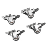 4Pcs Small Caster Wheels 1in Diameter Steel Rubber Rotating Locking Brake Plate Casters with 16 Screws for Furniture - 45-Degree Angle