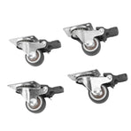 4Pcs Small Caster Wheels 1in Diameter Steel Rubber Rotating Locking Brake Plate Casters with 16 Screws for Furniture
