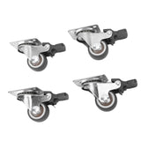 4Pcs Small Caster Wheels 1in Diameter Steel Rubber Rotating Locking Brake Plate Casters with 16 Screws for Furniture - Rear View