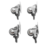 4Pcs Small Caster Wheels 1in Diameter Steel Rubber Rotating Locking Brake Plate Casters with 16 Screws for Furniture