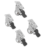4Pcs Small Caster Wheels 1in Diameter Steel Rubber Rotating Locking Brake Plate Casters with 16 Screws for Furniture - Extra Image