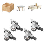 4Pcs Small Caster Wheels 1in Diameter Steel Rubber Rotating Locking Brake Plate Casters with 16 Screws for Furniture - Extra Image