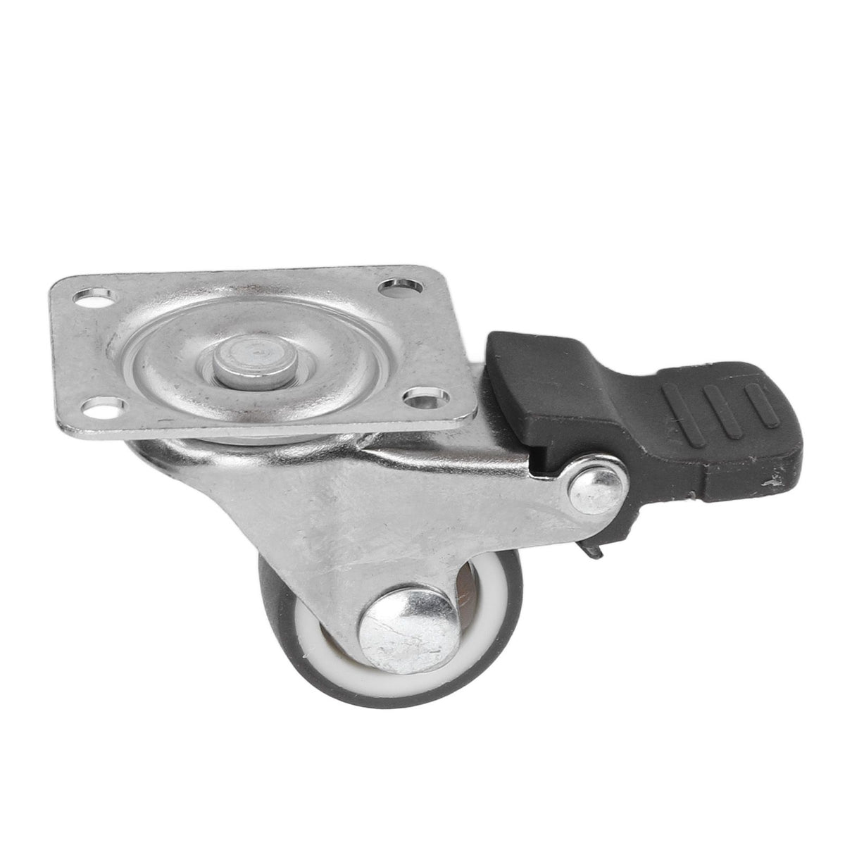 4Pcs Small Caster Wheels 1in Diameter Steel Rubber Rotating Locking Brake Plate Casters with 16 Screws for Furniture