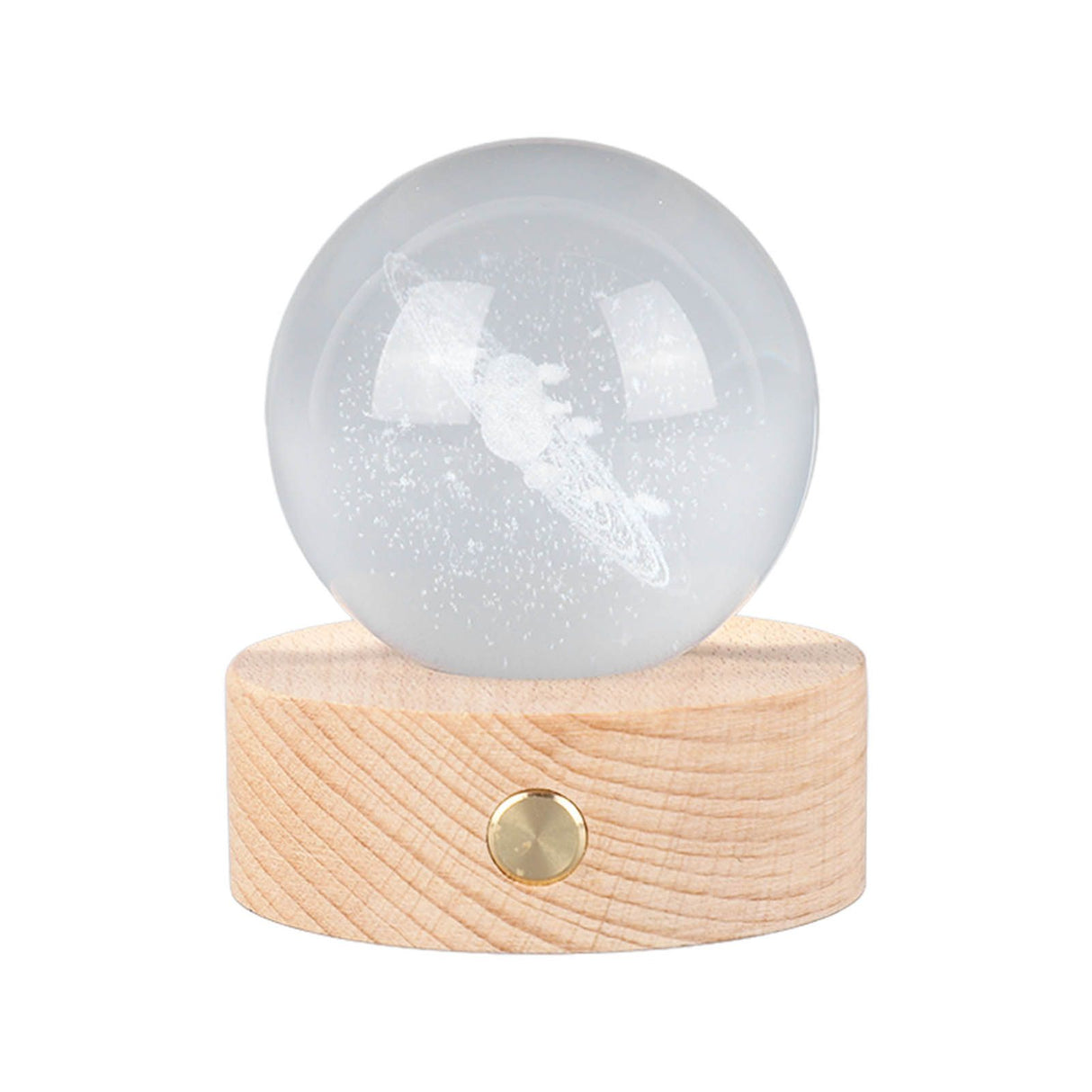 6cm 3D Crystal Ball Luminous Clear Sculpture Round Astronomy Ball Miniature Sculpture Ball Night Light Solar System Crystal Ball