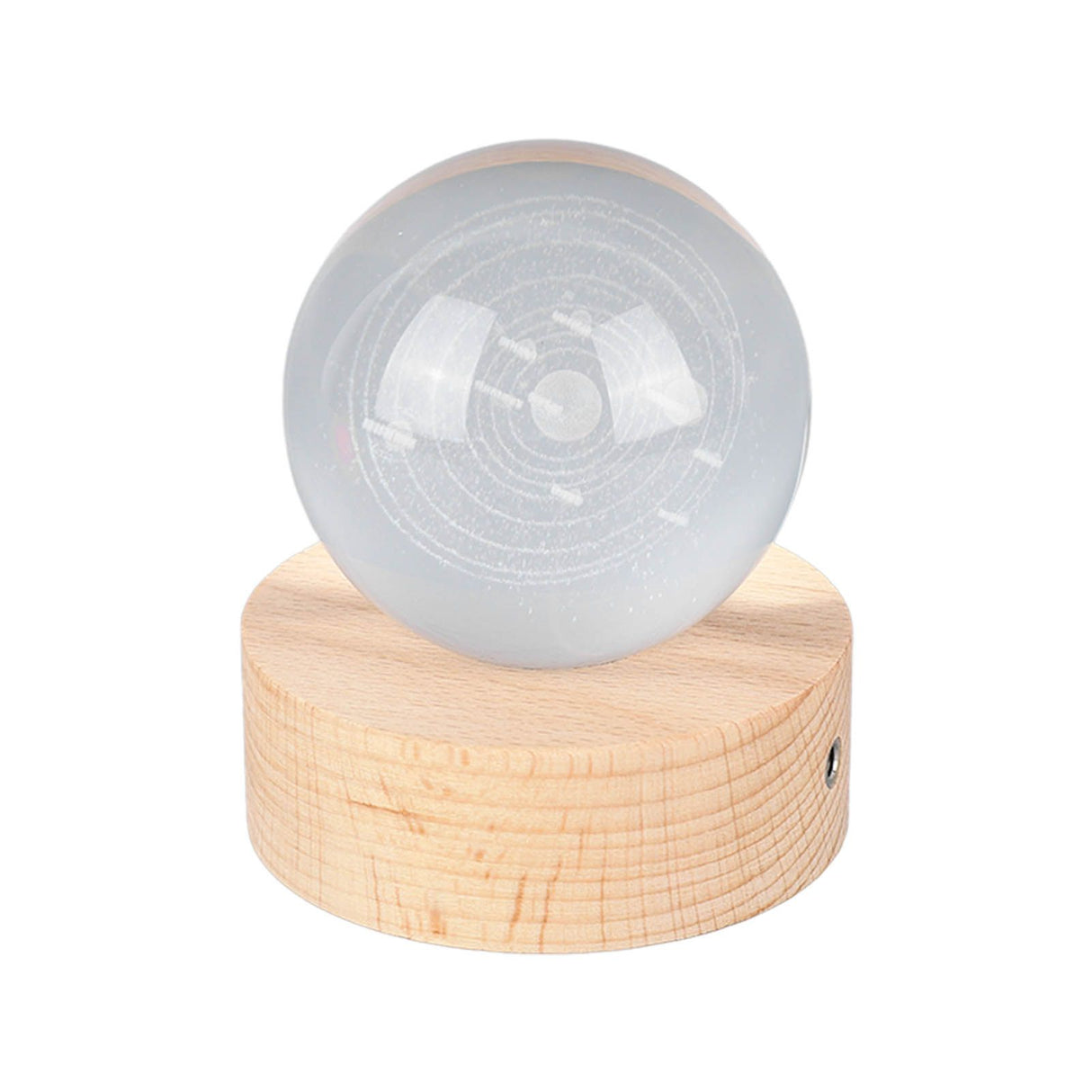 6cm 3D Crystal Ball Luminous Clear Sculpture Round Astronomy Ball Miniature Sculpture Ball Night Light Solar System Crystal Ball