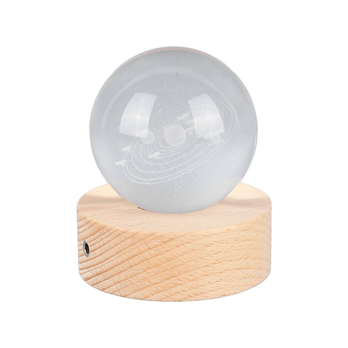 6cm 3D Crystal Ball Luminous Clear Sculpture Round Astronomy Ball Miniature Sculpture Ball Night Light Solar System Crystal Ball