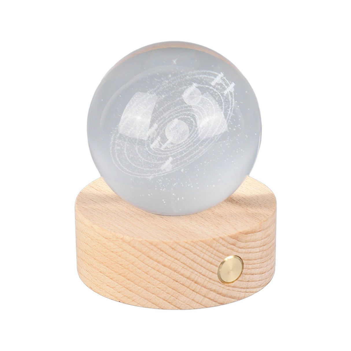 6cm 3D Crystal Ball Luminous Clear Sculpture Round Astronomy Ball Miniature Sculpture Ball Night Light Solar System Crystal Ball