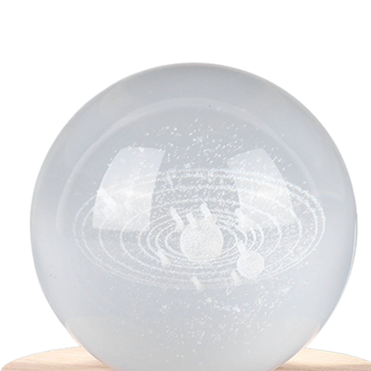 6cm 3D Crystal Ball Luminous Clear Sculpture Round Astronomy Ball Miniature Sculpture Ball Night Light Solar System Crystal Ball