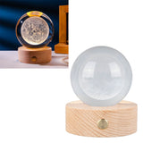 6cm 3D Crystal Ball Luminous Clear Sculpture Round Astronomy Ball Miniature Sculpture Ball Night Light Moon Crystal Ball - Extra Image