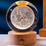 6cm 3D Crystal Ball Luminous Clear Sculpture Round Astronomy Ball Miniature Sculpture Ball Night Light Moon Crystal Ball - Extra Image