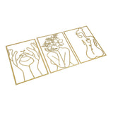Single Line Art Wall Decor Iron Minimalist Female Line Drawing Home Hanging Wall Decor for Bedroom Kitchen Bathroom Living Room Gold 3PCS