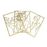 Single Line Art Wall Decor Iron Minimalist Female Line Drawing Home Hanging Wall Decor for Bedroom Kitchen Bathroom Living Room Gold 3PCS