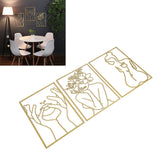Single Line Art Wall Decor Iron Minimalist Female Line Drawing Home Hanging Wall Decor for Bedroom Kitchen Bathroom Living Room Gold 3PCS