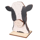 Cow Head Wearing Glasses Statues Wooden Decorative Cow Eyeglasses Display Stand Holder for Desktop Office