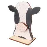 Cow Head Wearing Glasses Statues Wooden Decorative Cow Eyeglasses Display Stand Holder for Desktop Office - Close-Up Angle
