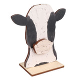 Cow Head Wearing Glasses Statues Wooden Decorative Cow Eyeglasses Display Stand Holder for Desktop Office - Low Angle
