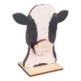 Cow Head Wearing Glasses Statues Wooden Decorative Cow Eyeglasses Display Stand Holder for Desktop Office