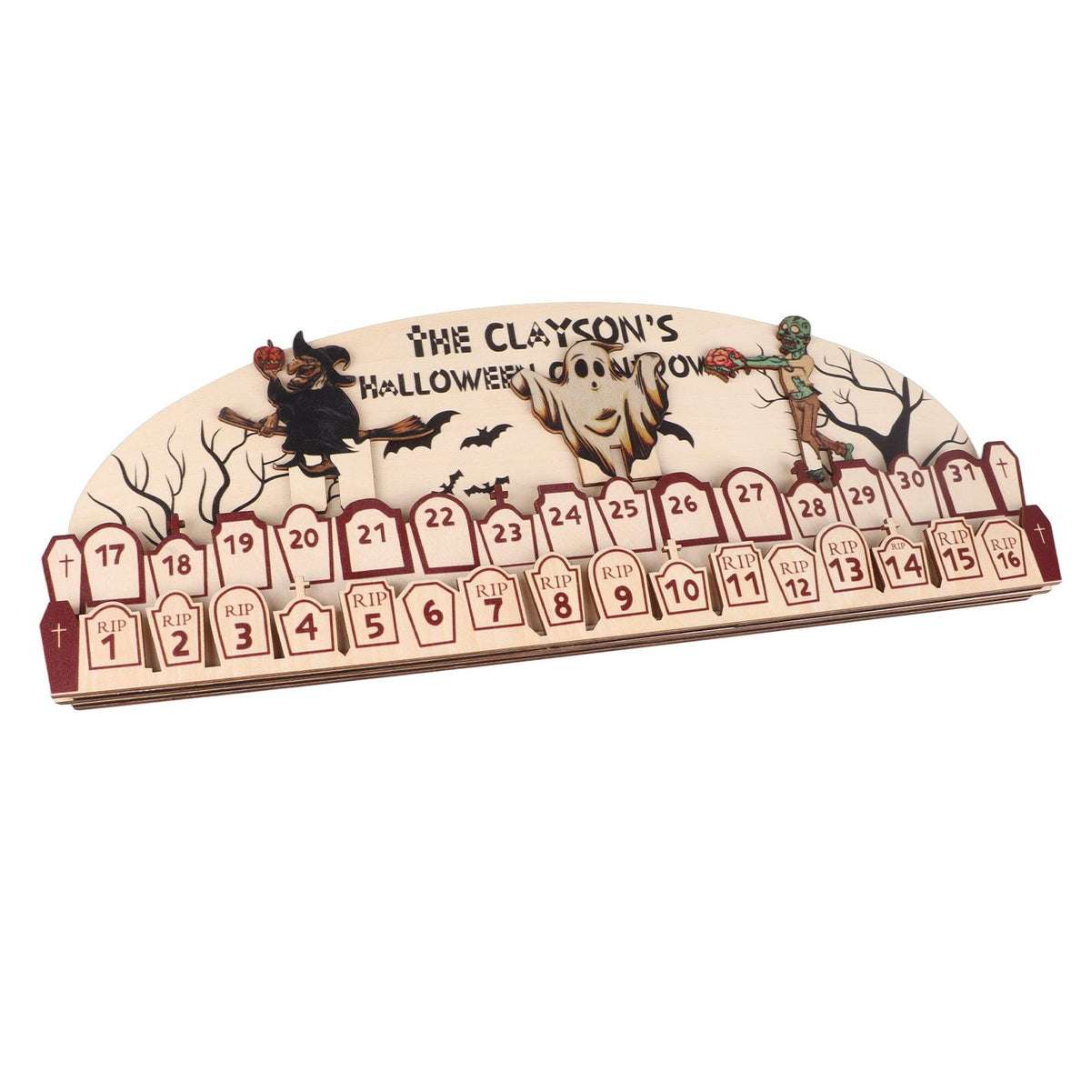 Halloween Advent Calendar 2023 31 Days Halloween Moving Wooden Block Countdown Calendar for Home Decor Holiday Ornament Gift
