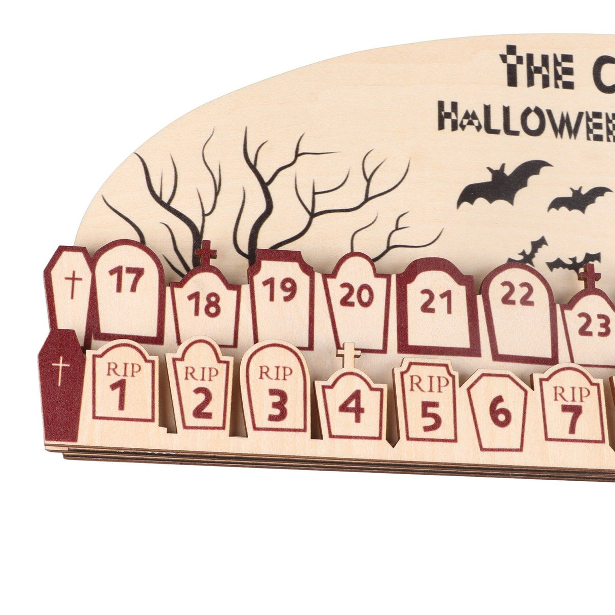 Halloween Advent Calendar 2023 31 Days Halloween Moving Wooden Block Countdown Calendar for Home Decor Holiday Ornament Gift
