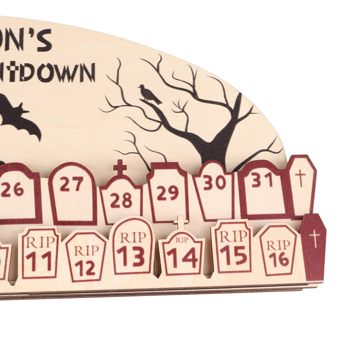 Halloween Advent Calendar 2023 31 Days Halloween Moving Wooden Block Countdown Calendar for Home Decor Holiday Ornament Gift