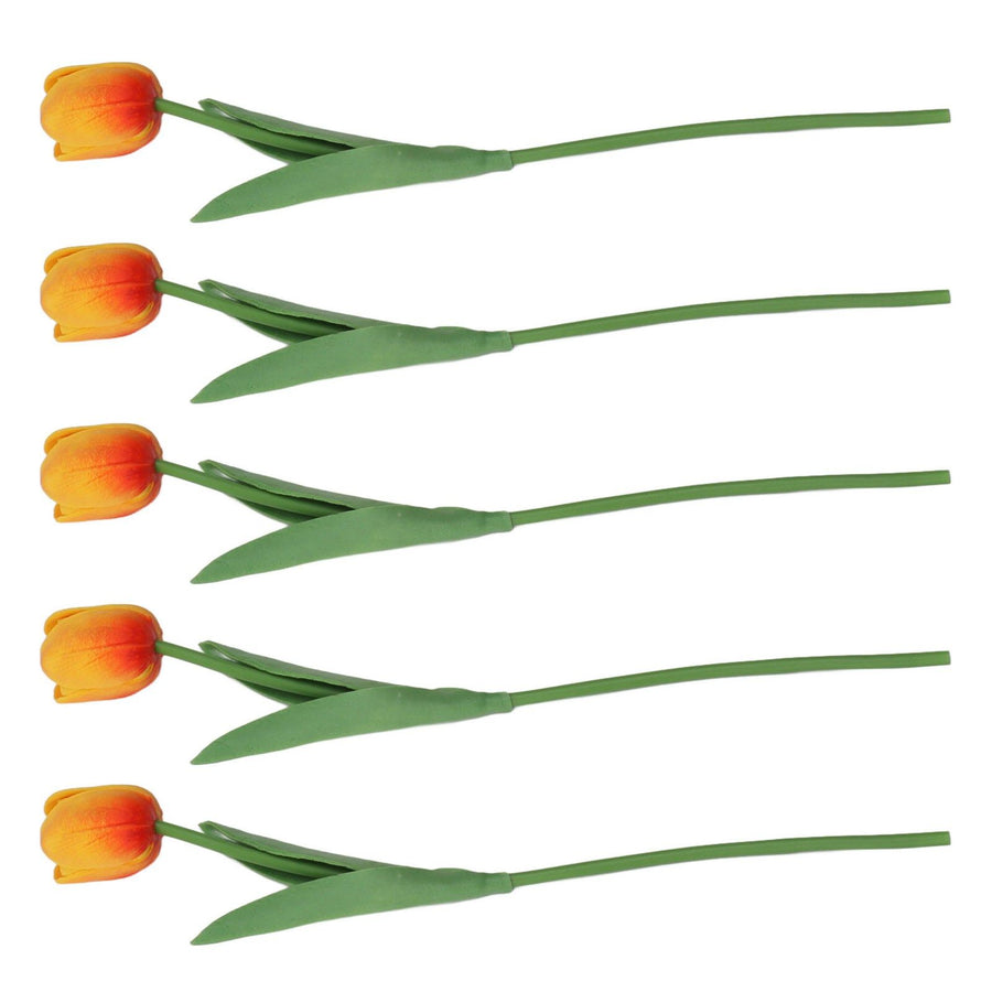 10PCS Artificial Tulips Real Touch PU Tulips Flowers for Wedding Bouquet Home Party Office Decor Orange