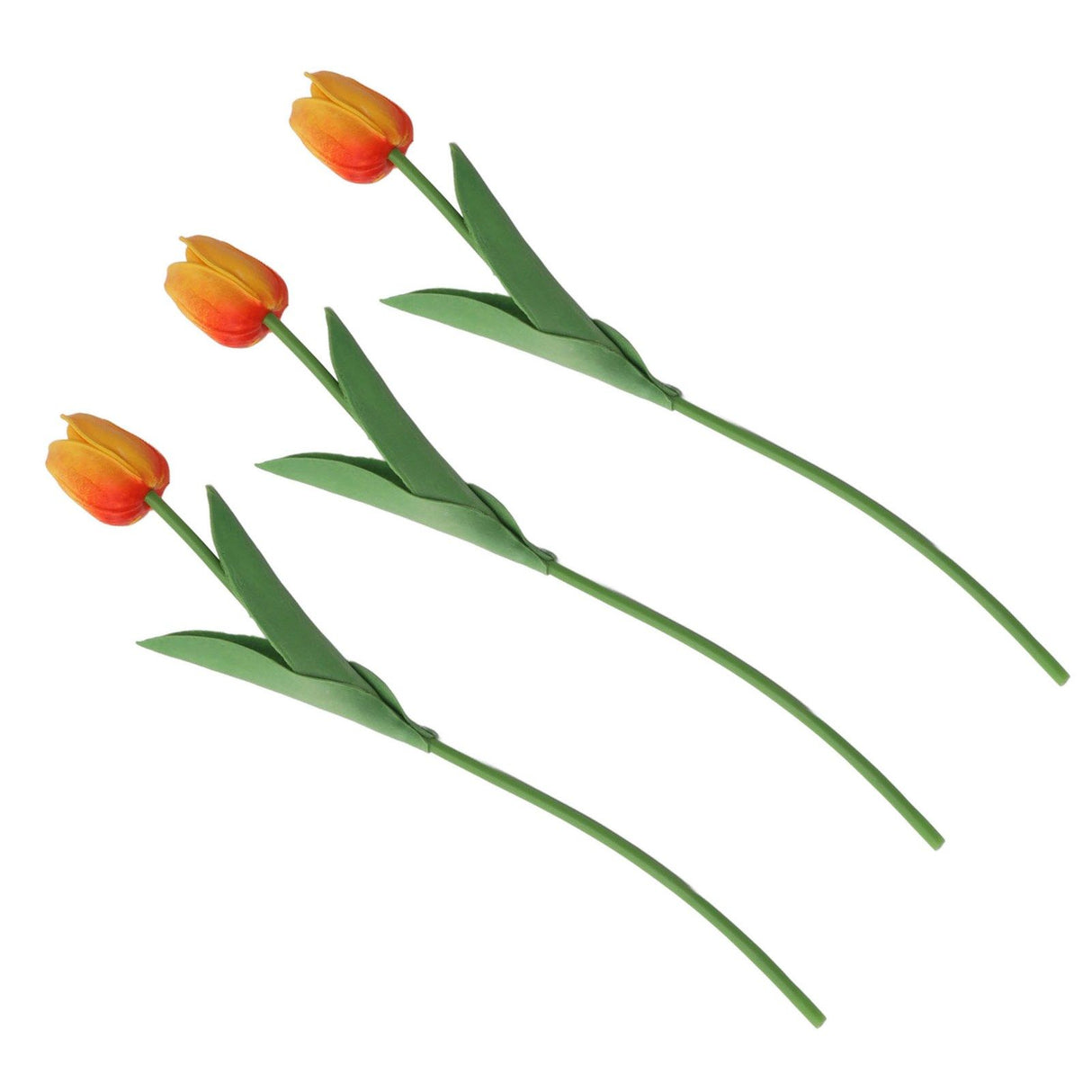 10PCS Artificial Tulips Real Touch PU Tulips Flowers for Wedding Bouquet Home Party Office Decor Orange