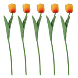 10PCS Artificial Tulips Real Touch PU Tulips Flowers for Wedding Bouquet Home Party Office Decor Orange - Close-Up Angle