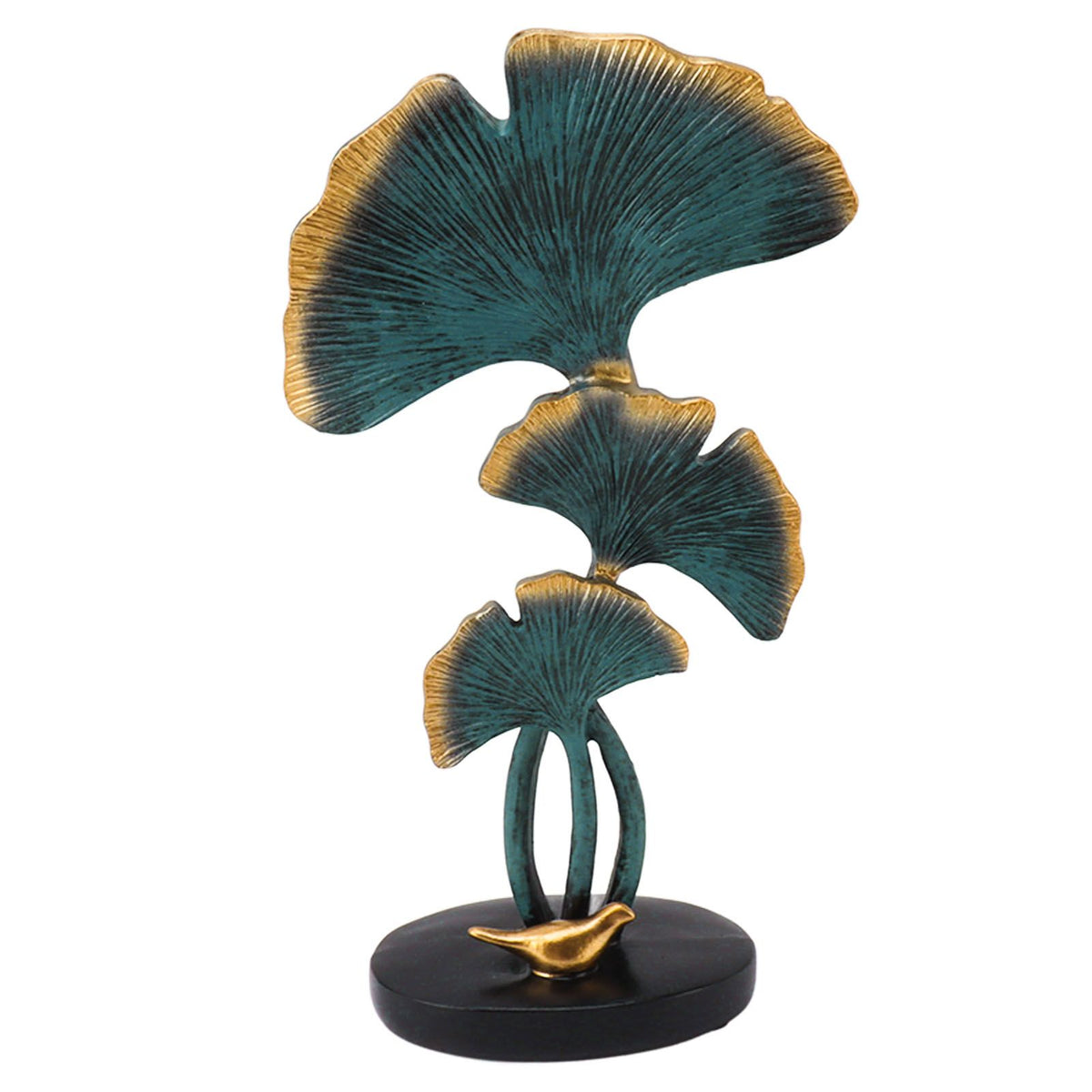 Leaf Decoration Resin Anti Slip Anti Fade Modern Desktop Leaves Ornament Model for Living Room Hallway Blue