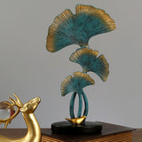Leaf Decoration Resin Anti Slip Anti Fade Modern Desktop Leaves Ornament Model for Living Room Hallway Blue - Extra Image