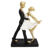 Romantic Couple Dancing Sculpture Decoration Resin Elegant Couple Ballet Dancer Statue Figurine Ornament Gold 7130W‑01