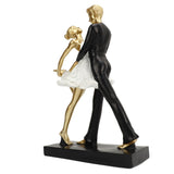 Romantic Couple Dancing Sculpture Decoration Resin Elegant Couple Ballet Dancer Statue Figurine Ornament Gold 7130W‑01 - Top-Down View