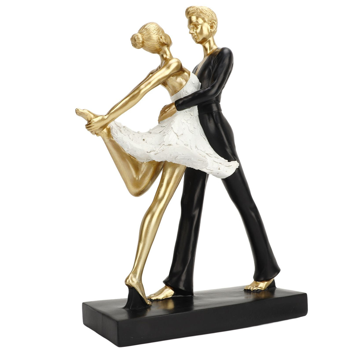 Romantic Couple Dancing Sculpture Decoration Resin Elegant Couple Ballet Dancer Statue Figurine Ornament Gold 7130W‑01
